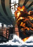  bridge explosion gargoyle helicopter hellhound kidou_keisatsu_patlabor kusakabe_(kusakabeworks) no_humans water 
