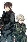  aldnoah.zero bad_id bad_pixiv_id blonde_hair brown_eyes brown_hair green_eyes grey_hair gun kaizuka_inaho kurumiya_hato military military_uniform multiple_boys silver_hair slaine_troyard uniform weapon 