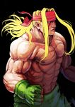  abs absurdres alex_(street_fighter) bad_id bad_pixiv_id bayashiko blonde_hair blue_eyes fingerless_gloves gloves headband highres long_hair male_focus muscle shirtless solo street_fighter street_fighter_iii_(series) 
