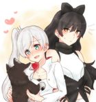  2girls black_hair blake_belladonna blush dog frown multiple_girls pixiv_manga_sample rwby smile weiss_schnee zwei_(rwby) 