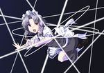  hairband hirase_yuu izayoi_sakuya knife maid red_eyes short_hair silver_hair solo touhou 