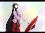  black_hair highres houraisan_kaguya japanese_clothes kimono long_hair oriental_umbrella reon_(saikyou) solo touhou umbrella 