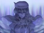  hat hirase_yuu jpeg_artifacts letty_whiterock monochrome purple short_hair solo touhou 