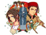  axis_powers_hetalia bad_id bad_pixiv_id blue_eyes brown_eyes brown_hair cat chibi dog facial_hair fez_hat greece_(hetalia) hat hood japan_(hetalia) japanese_clothes litha male_focus mask multiple_boys scarf sideburns stubble turkey_(hetalia) 