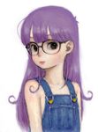  bad_id bad_pixiv_id bare_shoulders child dr._slump eyelashes flat_chest glasses lips long_hair norimaki_arale overalls pon purple_hair 