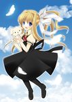  air bad_id bad_pixiv_id blonde_hair blue_eyes dog feathers kamio_misuzu long_hair oumi_neneha ponytail potato_(air) school_uniform solo 