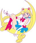  bishoujo_senshi_sailor_moon blonde_hair blue_eyes blue_sailor_collar blue_skirt boots bow choker crescent double_bun earrings elbow_gloves full_body gloves high_heels holding holding_wand jewelry knee_boots long_hair lowres magical_girl moon_stick official_art red_bow red_choker sailor_collar sailor_moon sailor_senshi_uniform shoes skirt solo takeuchi_naoko tiara tsukino_usagi twintails very_long_hair wand white_gloves 