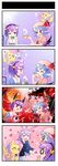  4koma alucard_(hellsing) anger_vein animal_ears aria aria_pokoteng ascot blue_hair bunny_ears comic crossover eye_of_sauron fluttershy hairband hat heart hellsing highres komeiji_satori long_hair lord_of_the_rings mob_cap multiple_girls my_little_pony pegasus pleated_skirt pony purple_eyes purple_hair red_eyes reisen_udongein_inaba remilia_scarlet school_uniform skirt third_eye touhou xin_yu_hua_yin yuri 