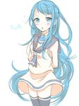  1girl aqua_eyes bare_shoulders blue_hair kantai_collection long_hair samidare_(kantai_collection) smile solo very_long_hair 
