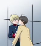  2boys aldnoah.zero blush child kaizuka_inaho male male_focus multiple_boys simple_background slaine_troyard uka-inue yaoi 