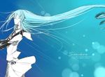 1girl aqua_eyes bare_shoulders blue_hair kantai_collection long_hair samidare_(kantai_collection) smile solo underwater very_long_hair 