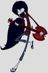  :| adventure_time axe bass_guitar bite_mark blue_hair blue_skin closed_mouth fangs grey_background grim-evilnov guitar highres instrument long_hair marceline_abadeer ponytail ripped_jeans sandals shirt signature simple_background solo striped striped_shirt vampire weapon 