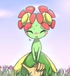  artist_request bellossom blush blush_stickers fingering flower grass hand hands molestation nectar pokemon pussy_juice sweat tears 