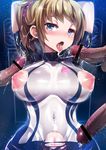  arms_up bad_id bad_pixiv_id bar_censor blue_eyes blush bodysuit breasts brown_hair censored covered_navel crotchless_clothes cum cum_on_clothes ejaculation fellatio gundam gundam_build_fighters gundam_build_fighters_try heart heart-shaped_pupils highres hoshino_fumina large_breasts looking_at_viewer multiple_penises nippleless_clothes nipples oral penis pubic_hair pussy sex silly_(marinkomoe) solo_focus symbol-shaped_pupils tongue tongue_out torn_bodysuit torn_clothes upper_body vaginal veins veiny_penis 
