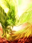  1girl blonde_hair donquixote_doflamingo donquixote_pirates feathers green_hair harpy kamuna8046z monet monet_(one_piece) monster_girl one_piece shichibukai sunglasses wings 