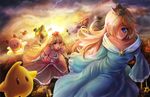  bare_shoulders blonde_hair blue_eyes brown_hair chiko_(mario) crown dress earrings elbow_gloves flying freeze-ex gloves green_eyes green_hair hair_over_one_eye hakurei_reimu hat jewelry kid_icarus kid_icarus_uprising kirby kirby_(series) long_hair mario_(series) multiple_girls necklace odd_one_out palutena princess_peach princess_zelda rosetta_(mario) scepter shield smile star super_mario_bros. super_mario_galaxy super_smash_bros. the_legend_of_zelda the_legend_of_zelda:_twilight_princess tiara touhou very_long_hair wand 