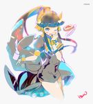  black_hair blue_eyes egyptian food heco_(mama) highres jelly nephthys_(p&amp;d) one_eye_closed puzzle_&amp;_dragons solo toast 