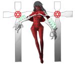  black_hair claws cross full_body hexagram mask mazeran okazaki_yumemi persona red_eyes red_skin solo touhou touhou_(pc-98) transparent_background 