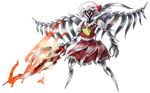  ascot blade eyes fire flame flandre_scarlet full_body hat laevatein lowres mazeran mob_cap persona red_eyes ribbon short_sleeves side_ponytail skirt skirt_set solo touhou transparent_background weapon wings 