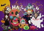  2girls 5boys animal_ears animal_hood aqua_hair baby_5 bat bear_ears black_hair blonde_hair bucket caesar_clown candy cat_ears corazon dellinger donquixote_doflamingo donquixote_pirates donquixote_rocinante dracule_mihawk dress edward_newgate facial_hair fangs gas halloween hat hood horns jack-o&#039;-lantern jack-o'-lantern koala_(one_piece) lollipop long_hair monkey_d_luffy monocle moon multiple_boys multiple_girls mustache one_piece portgas_d_ace pumpkin rob_lucci sabo_(one_piece) sir_crocodile slime smile_(one_piece) striped striped_legwear sugar_(one_piece) sunglasses tombstone trafalgar_law vampire witch_hat wolf_ears 