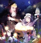  2boys alcohol alternate_costume bandage blonde_hair bottle bunny candy child corazon donquixote_rocinante earflap_hat food glowing halloween heart_print iji_(u_mayday) jack-o&#039;-lantern jack-o'-lantern lollipop multiple_boys mushroom one_piece onigiri pumpkin rabbit scar stitching swirl_lollipop trafalgar_law wine wine_glass younger 