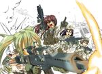  action aircraft airplane armored_vehicle assault_rifle battle battle_rifle black_hair blonde_hair blue_eyes brown_eyes brown_hair camouflage explosion fighter_jet firing flecktarn g36 german_flag germany gloves green_eyes ground_vehicle gun h&amp;k_g3 h&amp;k_mp7 headset heckler_&amp;_koch helmet jet load_bearing_vest long_hair marder_ifv military military_vehicle multiple_girls muzzle_flash original patch pointing rifle shell_casing simple_background soldier submachine_gun tornado_(airplane) twintails war weapon white_background 