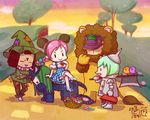  3girls bad_id bad_pixiv_id chibi cowardly_lion dorothy_gale ermes_costello foo_fighters jojo_no_kimyou_na_bouken kuujou_jolyne kuujou_joutarou multiple_boys multiple_girls narciso_anasui parody scarecrow_(twooz) the_wizard_of_oz tin_man tomomi_(mltplus) toto_(twooz) 