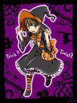 1girl brown_hair doujima_nanako dress halloween hat megami_tensei persona persona_4 ribbon shin_megami_tensei shoes twintails witch_hat 