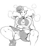  ankle_boots big_hair boots breasts cleavage cleavage_cutout drawfag genderswap genderswap_(mtf) greyscale halter_top halterneck large_breasts mallow_(mario) mario_(series) midriff monochrome plump shorts smile solo spread_legs squatting super_mario_bros. super_mario_rpg thick_thighs thighs |_| 