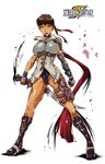  1girl breasts cosplay crossover erect_nipples final_fantasy final_fantasy_xiii full_body kasugano_sakura large_breasts legs lightning_farron lightning_farron_(cosplay) solo street_fighter sword weapon 