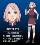 1girl arm_warmers bandage belt bike_shorts black_gloves black_shoes dress eyelashes face facial_mark forehead_mark gloves gradient gradient_background green_eyes hand_on_hip hand_up haruno_sakura headband headdress holster japanese konohagakure_symbol leg_warmers looking_at_viewer naruto naruto:_the_last official_art open_toe_shoes red_dress sash shoes short_dress shorts side_slit sleeveless sleeveless_dress solo spandex standing text thigh_holster thigh_strap toes translation_request turtleneck 