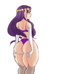  ass bra drawfag elbow_gloves eyeshadow forehead_jewel from_behind gloves highres lingerie lips lipstick long_hair makeup over-kneehighs panties pointy_ears princess_hilda purple_hair purple_lipstick red_eyes sketch solo the_legend_of_zelda the_legend_of_zelda:_a_link_between_worlds thick_thighs thighhighs thighs thong tiara triforce underwear underwear_only white_gloves 