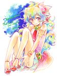  1girl armlet bracelet cloud_hair english flower hair_flower hair_ornament jewelry long_hair multicolored_hair nia_teppelin skirt smile solo tegaki tengen_toppa_gurren_lagann two-tone_hair wnwno 