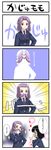  4koma bad_id bad_pixiv_id black_hair blazer comic facial_hair heart highres jacket kajiki_yumi multiple_girls mustache necktie purple_hair red_eyes saki school_uniform short_hair smile touyoko_momoko translated tsuruga_school_uniform umekichi 