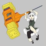  goldion_hammer hammer konpaku_youmu oversized_object parody short_hair solo tanabe_kyou touhou white_hair yuusha_ou_gaogaigar yuusha_series 