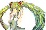  bad_id bad_pixiv_id green_eyes green_hair hatsune_miku long_hair necktie shishima simple_background solo twintails very_long_hair vocaloid 