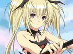  3u bad_id bad_pixiv_id bare_shoulders blonde_hair choker cross head_wings hoshina_utau long_hair lunatic_charm purple_eyes shugo_chara! solo 