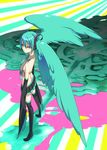  aqua_eyes aqua_hair bad_id bad_pixiv_id detached_sleeves hair_wings hatsune_miku headphones headset kiyoi long_hair necktie skirt solo thighhighs twintails very_long_hair vocaloid wings zettai_ryouiki 