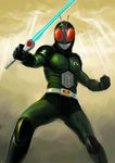  antennae bad_id bad_pixiv_id belt energy_sword kamen_rider kamen_rider_black_rx kamen_rider_black_rx_(series) male_focus ray_(r-a-y) revolcane solo sword weapon 