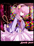  bad_id bad_pixiv_id expressionless from_side highres isa komeiji_satori long_sleeves looking_at_viewer looking_to_the_side pink_hair profile red_eyes short_hair solo stained_glass standing string third_eye touhou 