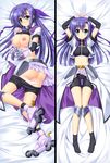  aqua_eyes arms_up ass bed_sheet bike_shorts bike_shorts_pull black_legwear blush breasts collage crop_top crotch_seam dakimakura endori fingerless_gloves gauntlets ginga_nakajima gloves hair_ribbon long_hair looking_at_viewer lying lyrical_nanoha mahou_shoujo_lyrical_nanoha_strikers midriff multiple_views navel nipples on_back on_side panties panty_pull purple_hair ribbon roller_skates skates small_breasts smile socks underwear younger 