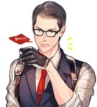  bad_id bad_pixiv_id black_hair blood glasses gloves hair_slicked_back joseph_oda kanapy male_focus necktie nosebleed solo the_evil_within vest waistcoat 