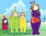  blonde_hair brown_hair cosplay dipsy dipsy_(cosplay) fujino_shizuru glasses kikukawa_yukino kuga_natsuki laa-laa laa-laa_(cosplay) multiple_girls my-hime po_(teletubby) po_(teletubby)_(cosplay) suzushiro_haruka teletubbies tilhe_wamdory tinky_winky tinky_winky_(cosplay) 