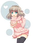  blue_eyes blush braid brown_hair dress french_braid kanraku original ribbed_sweater short_hair smile solo sweater sweater_dress 