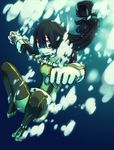  asui_tsuyu bad_id bad_pixiv_id black_eyes black_hair bodysuit boku_no_hero_academia boots frog frog_girl gloves green_bodysuit highres long_hair monster_girl solo thigh_boots thighhighs underwater usasaki_shiro 