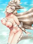  blue_eyes breasts kushala_daora large_breasts long_hair looking_at_viewer monster_girl monster_hunter navel nipples parted_lips solo yui.h 