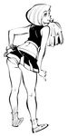  ann_possible ass bangs bare_arms bare_shoulders blush cheerleader greyscale kim_possible leaning_forward lifted_by_self lips miniskirt monochrome mouth_hold nose_blush panties pantyshot pantyshot_(standing) pom_poms profile ramb_chop shoes short_hair sketch skirt skirt_lift smile socks solo standing swept_bangs underwear 