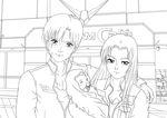  baby bernard_wiseman christina_mackenzie couple good_end gundam gundam_0080 if_they_mated long_hair looking_at_viewer monochrome scar zhugege1986 