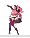  1girl breasts bunnysuit cleavage disgaea fur_trim high_heels makai_senki_disgaea_5 official_art pink_hair seraphine solo 