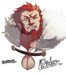  beard ege_(597100016) facial_hair fate/zero fate_(series) fur_collar male_focus red_eyes red_hair rider_(fate/zero) solo 